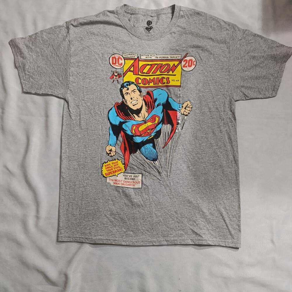 DC Comics Superman Action Comics T-Shirt Size L Gray